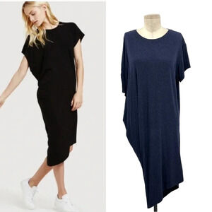 Kit and Ace Drape Wave Navy‎ Blue Asymmetric T-Shirt Dress Size Medium